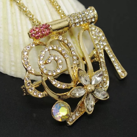 High Heel Lipstick Necklace/Brooch - Picture 2 of 2